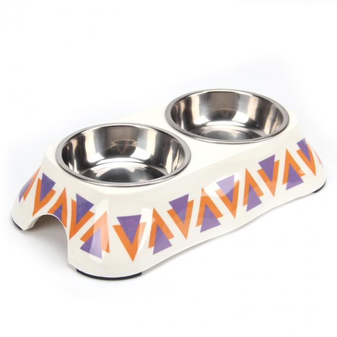 Anti-Skip Silicone Pet Bowl with Double Stainless Steel Bowl