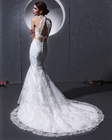 Lace Deep V open back Halter Neck Wedding Dresses mermaid Slim Wedding Gowns
