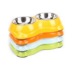  				Stainless Steel Double Pet Dog Bowl Water Feeder Bowls 	        