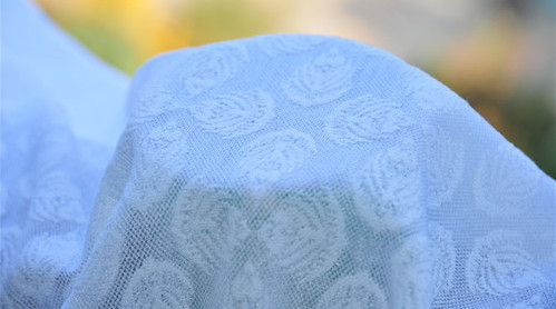 White Jacquard Upholstery Fabric Wedding Dress Fabric , Width 57