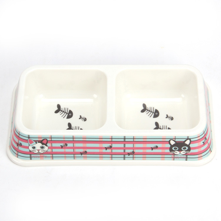  				Wholesale Price Factory Customized Double Square Melamine Dog&Cat Pet Bowl 	        