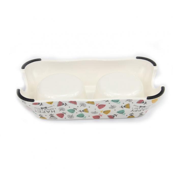 Anti-Skip Silicone Pet Bowl with Double Stainless Steel Bowl