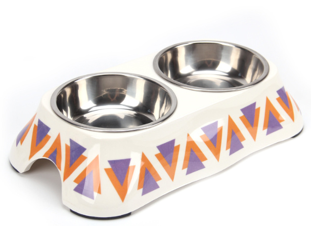 Double Cute Stainless Steel Dog Bowls Pet Bowl