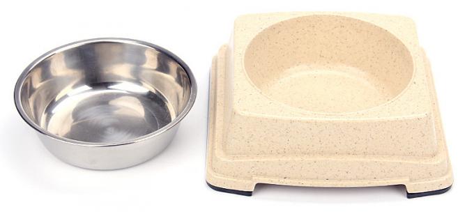 Good Quality Wholesale Hot Selling Bamboo Stainless Steel Dog Puppy Feeding Food Bowl