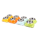  				Colourful Pet Stainless Steel Double Feeding Food Bowl 	        