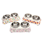  				Double Cute Stainless Steel Dog Bowls Pet Bowl 	        