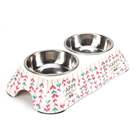  				Stainless Steel and Melamine Designer Dog Pet Food Bowls for Dogs or Cats 	        