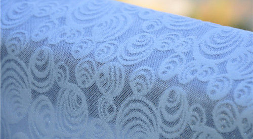 White Jacquard Upholstery Fabric Wedding Dress Fabric , Width 57" / 58"