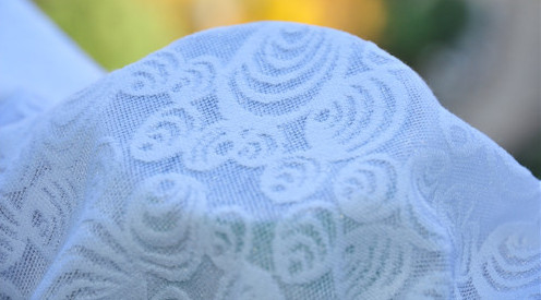 Calidad Tejido de tapicería de jacquard blanco Tejido de vestido de novia, ancho 57 " / 58 " Fabricación
