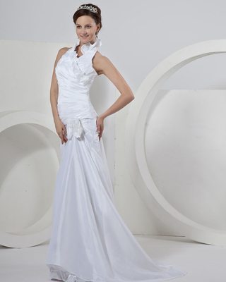 Ein guter Preis. Schicke Ärmellose um den Hals Gaus Hochzeitskleider mit Hofzug, Elfenbein online