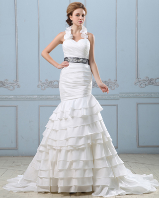 Ein guter Preis. Sexy offene Rückseite Hochzeitskleid mit Gürtel, Taille runter Frauen Hochzeitskleider online
