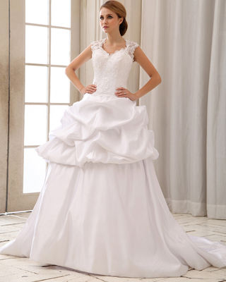 Harga yang bagus Romantis renda topi lengan Halter leher gaun pengantin dengan bentuk hati bra daring