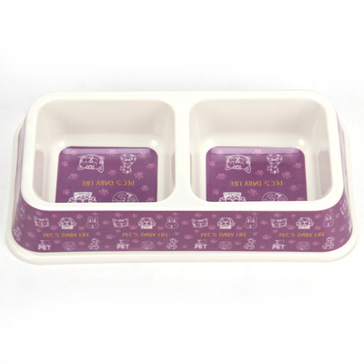 Good price  				Wholesale Price Factory Customized Double Square Melamine Dog&Cat Pet Bowl 	         online